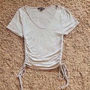 Ambiance Light Gray Ruched Short Sleeve Tee